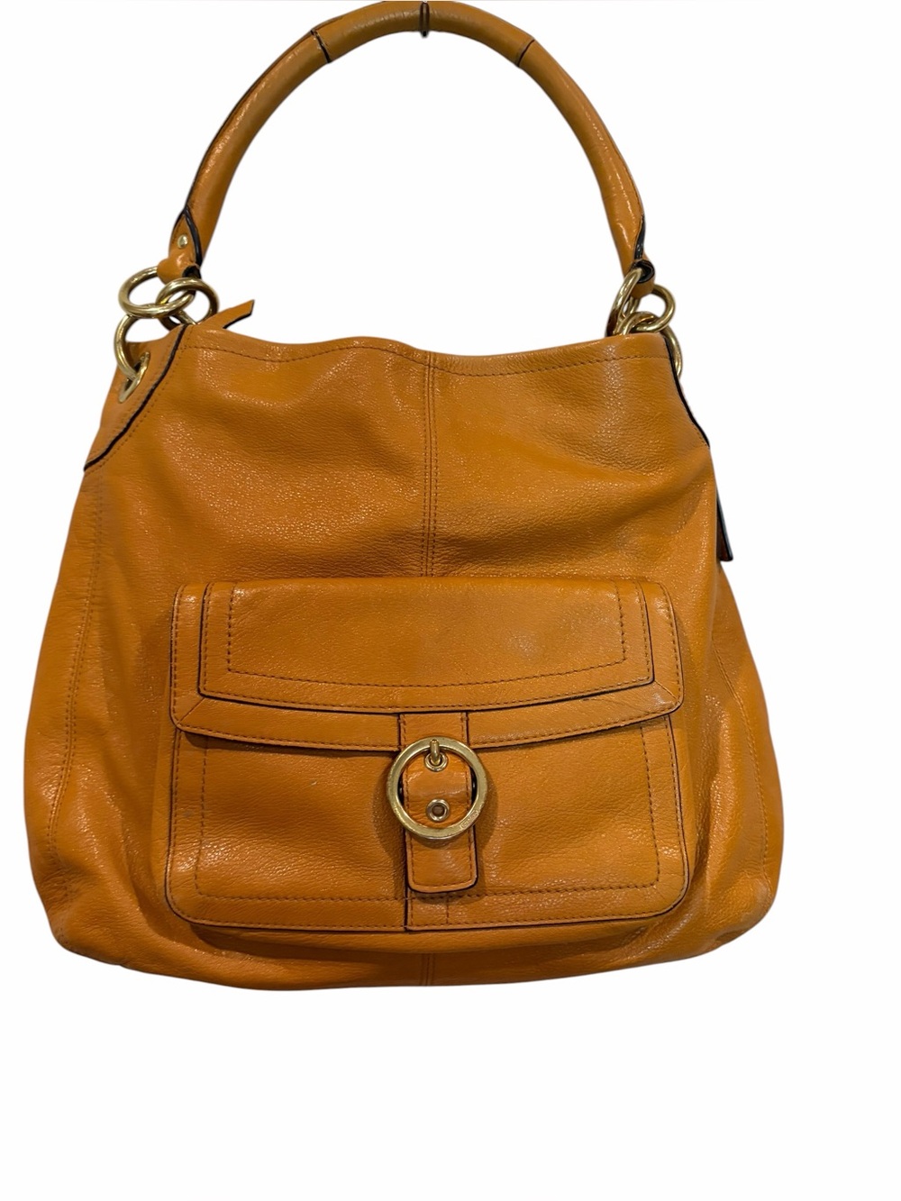 Coach Penelope Buckle Leather Hobo Shoulder Bag in Mustard